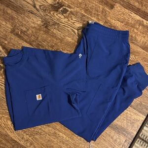 Carhartt Women's Deep Blue (Navy) Cargo Scrub Pants and Scrub Top